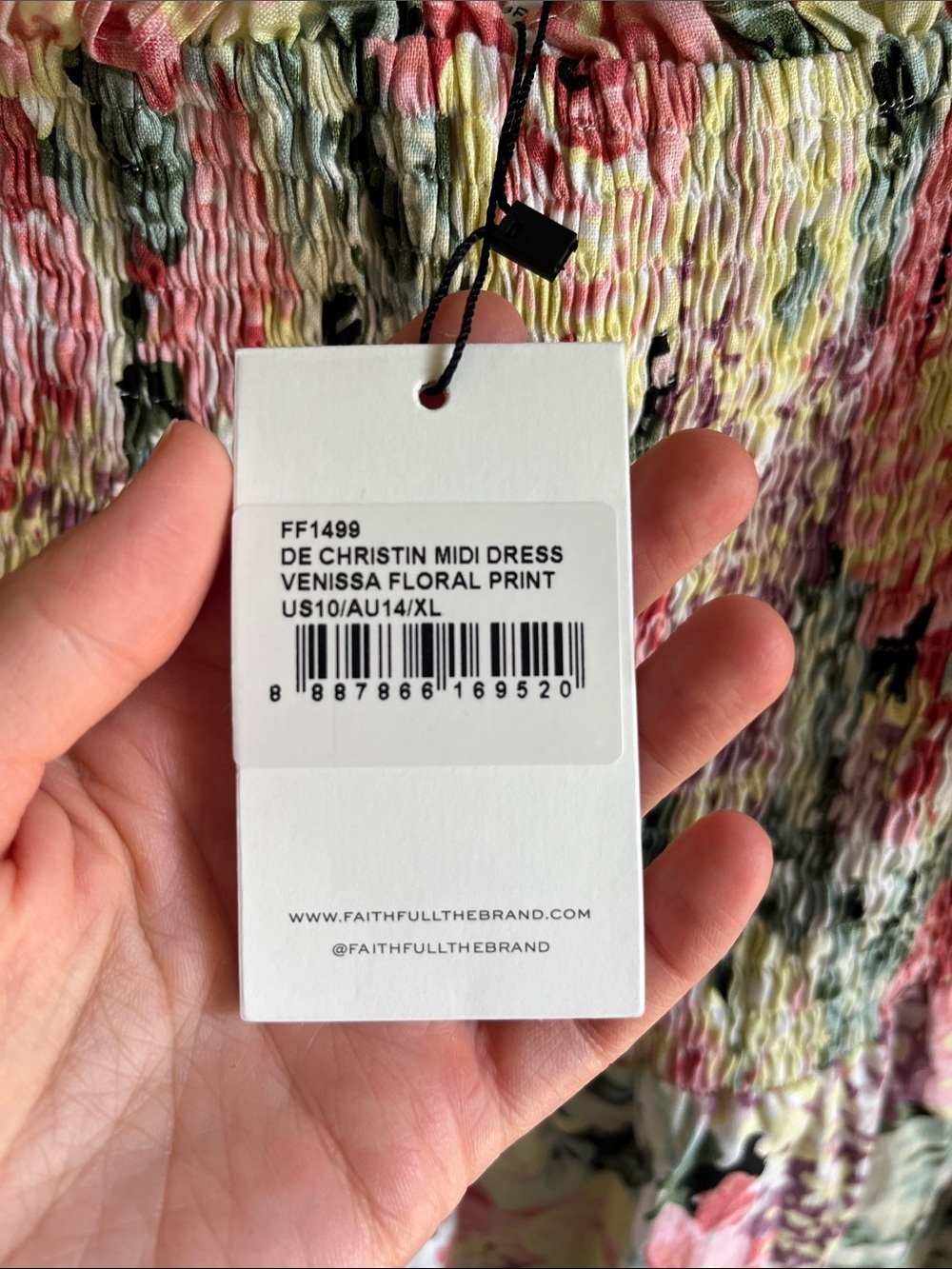 NWT Faithfull the Brand De Christin Venissa Pink Floral Smocked Maxi Dress Sz 10 - Picture 5 of 12